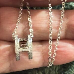 925 Silver Initial 'H' Pendant Necklace